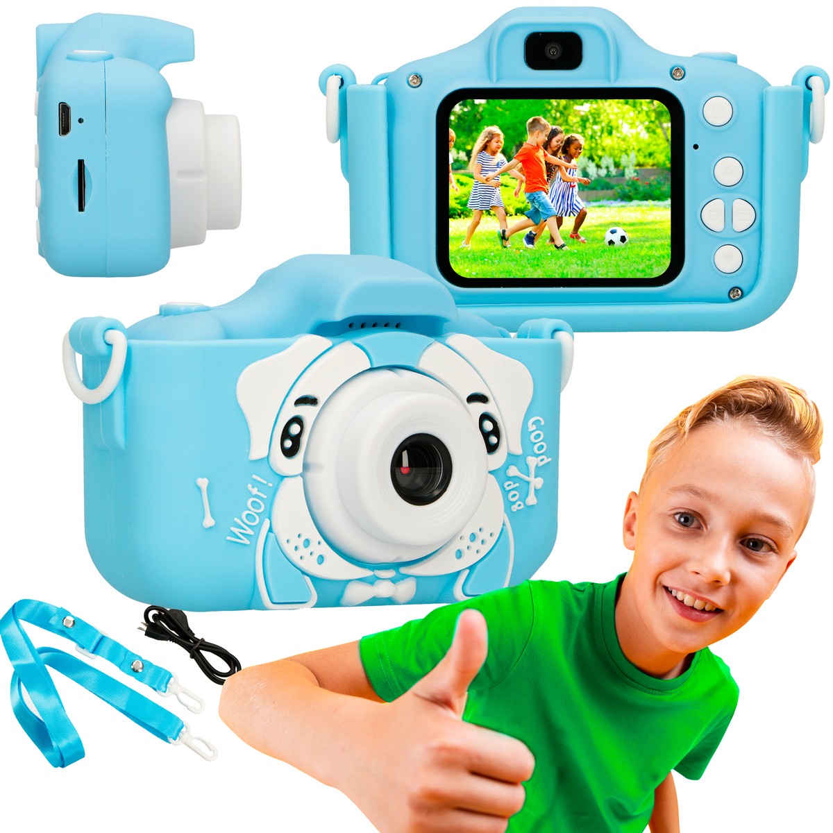 Extralink Kids Camera H28 Dual Niebieski | Aparat cyfrowy | 1080P 30fps, wyświetlacz 2.0"