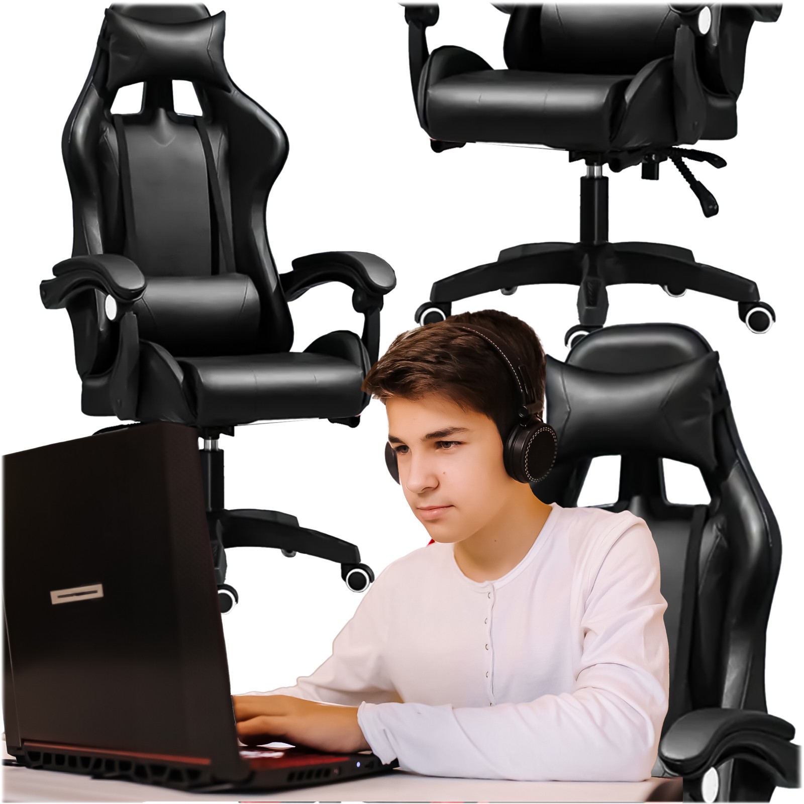 Extralink Gaming | Fotel gamingowy | biurowy, obrotowy, kubełkowy, czarny, G-524 - obrazek 4