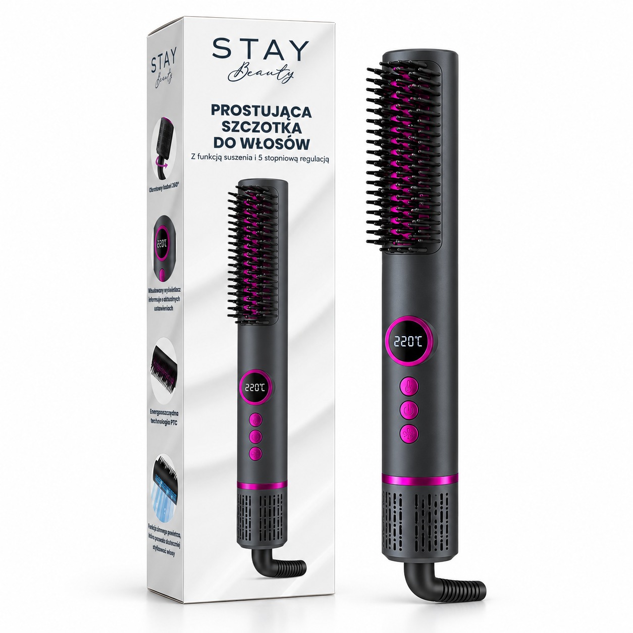 Stay Beauty M-17952 | Szczotka prostująca termiczna | z jonizacją, funkcja suszenia, 60W